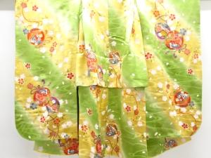 鈴に蝶模様子供着物（重ね衿・長襦袢付き）